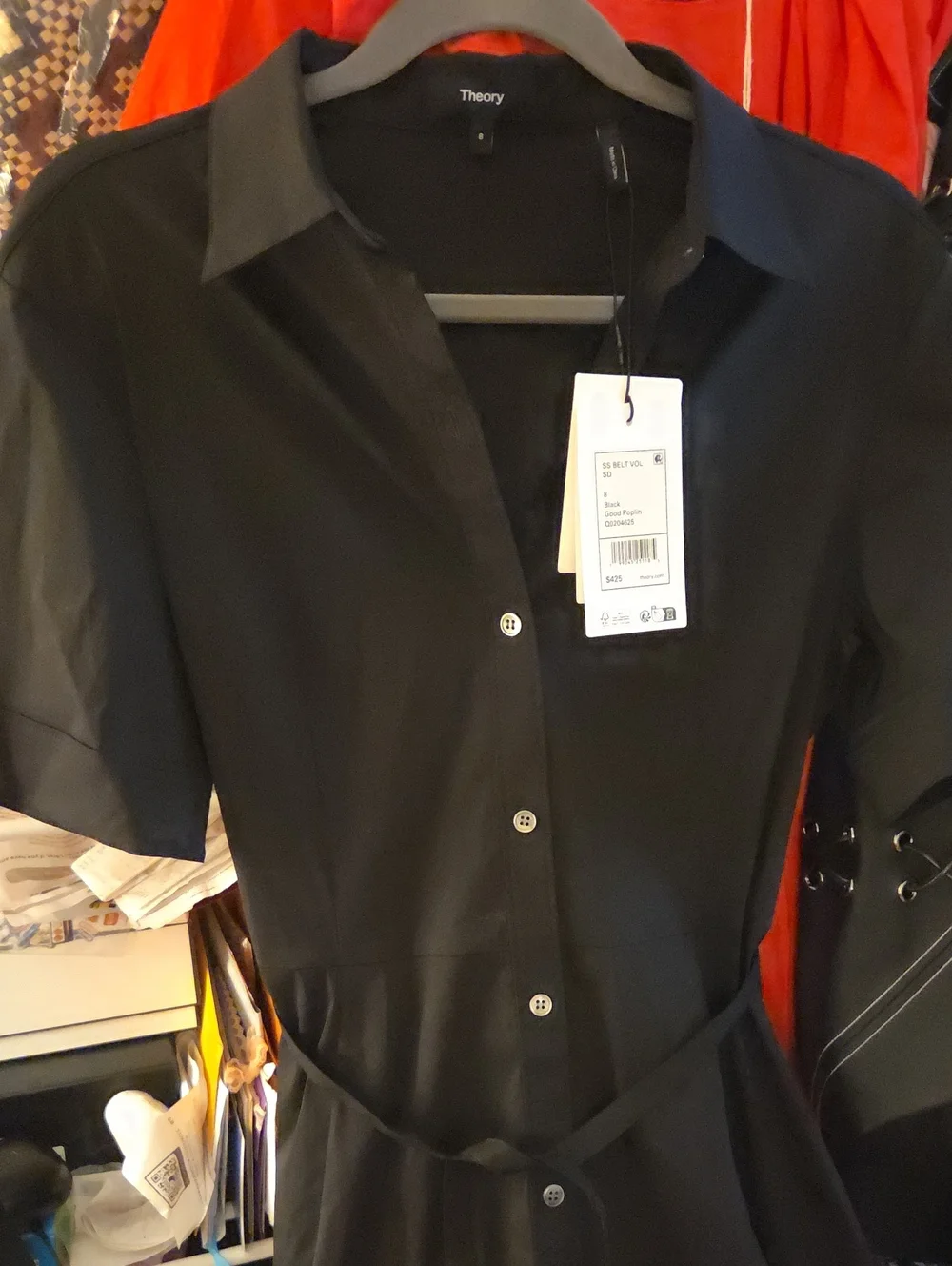Theory NWTs Belted Shirt Dress in Good Poplin